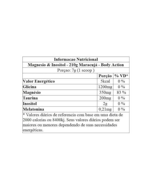 Magnésio & inositol 210g - Bodyaction - Image 2